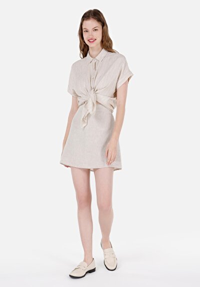 Afficher les détails de Jupe Beige Mini Skirt Droit Uni Mini Femme