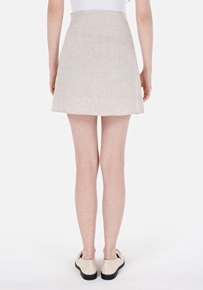 Afficher les détails de Jupe Beige Mini Skirt Droit Uni Mini Femme