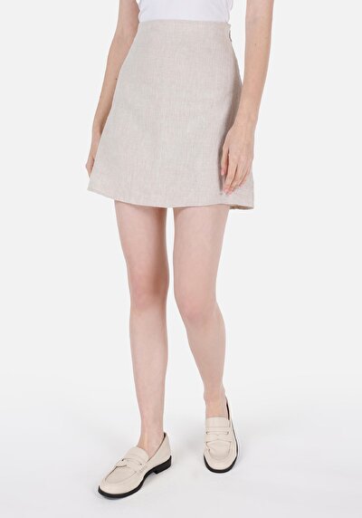Afficher les détails de Jupe Beige Mini Skirt Droit Uni Mini Femme