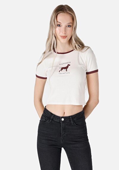 Image de T-shirt À Manches Courtes Blanc Slim Fit Femme
