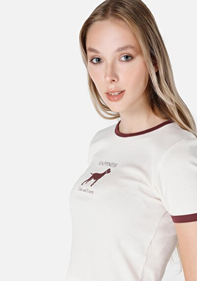 Image de T-shirt À Manches Courtes Blanc Slim Fit  Femme