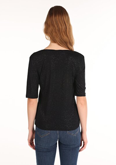 Image de T-shirt À Manches Courtes Noir Slim Fit Femme