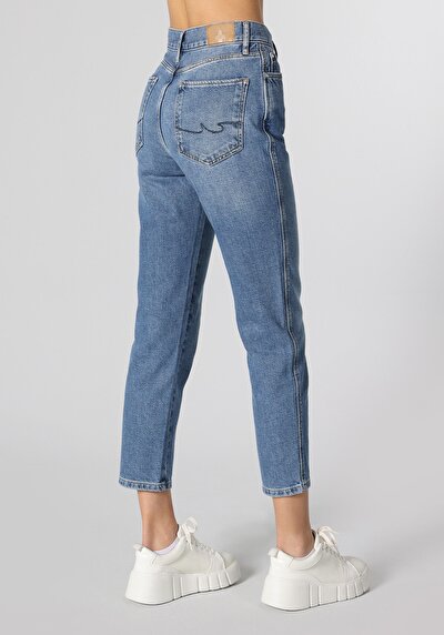 Afficher les détails de 893 Julia Pantalon Bleu   En  Boyfriend Fit Femme