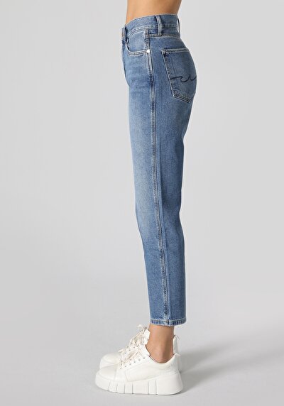 Afficher les détails de 893 Julia Pantalon Bleu   En  Boyfriend Fit Femme