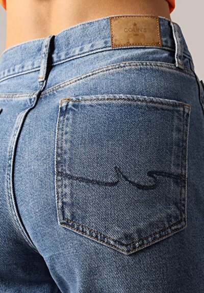 Afficher les détails de 893 Julia Pantalon Bleu   En  Boyfriend Fit Femme