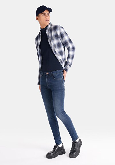 Image de 040 Alex Pantalon Bleu Foncé En Skinny Fit Homme