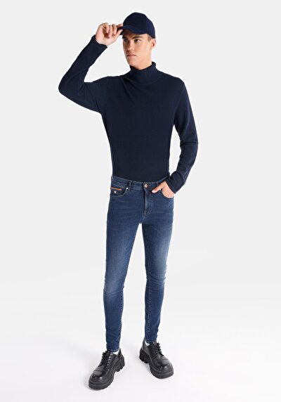 Image de 040 Alex Pantalon Bleu Foncé En Skinny Fit Homme