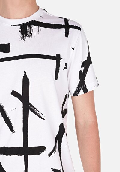 Afficher les détails de T-shirt À Manches Courtes Blanc Regular Fit  Homme