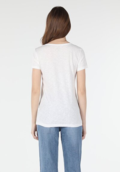 Image de T-shirt À Manches Courtes Blanc Regular Fit Femme