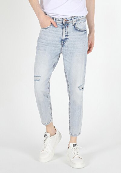 Image de 039 Lucas Pantalon Bleu Carrot Leg En Carrot Fit Homme