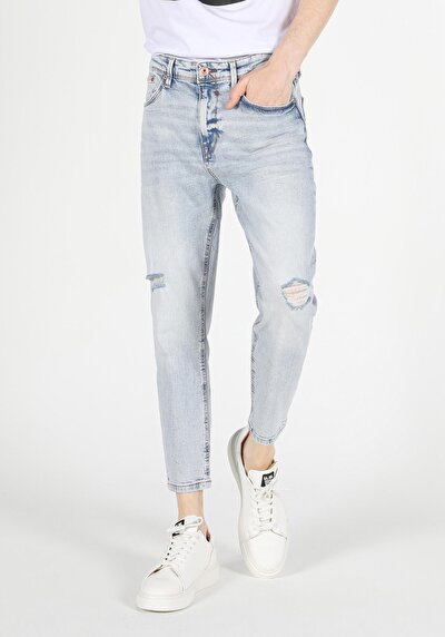 Afficher les détails de 039 Lucas Pantalon Bleu Carrot Leg  En  Carrot Fit Homme