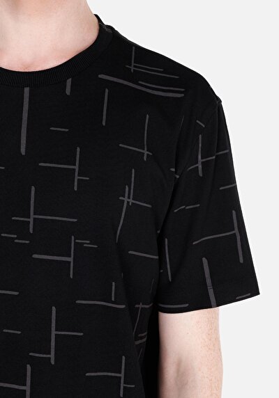 Afficher les détails de T-shirt À Manches Courtes Noir Regular Fit  Homme