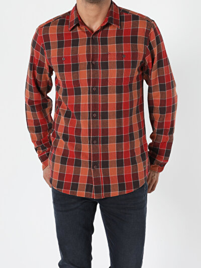 Image de Chemise À Manches Longues Marron Regular Fit   Homme