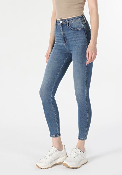 Image de 760 Diana Pantalon Bleu En Skinny Fit Femme