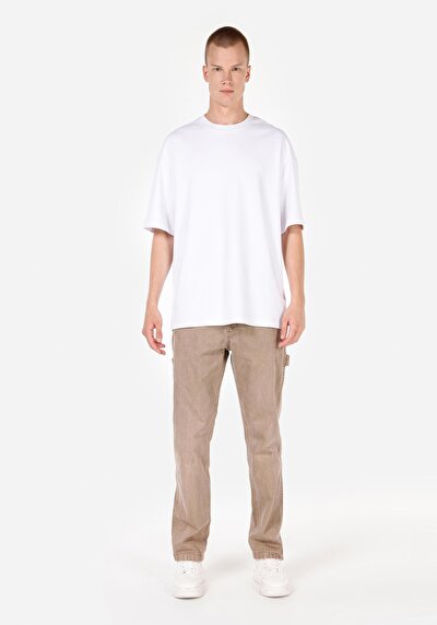 Image de Pantalon Marron Loose Leg Medium Rise En Sergé Loose Fit Homme