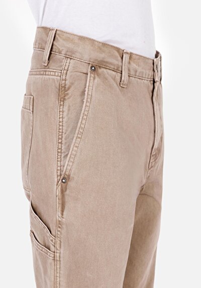 Image de Pantalon Marron Loose Leg Medium Rise En Sergé Loose Fit Homme