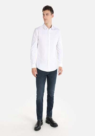Image de Chemise À Manches Longues Blanc Super Slim Fit   Homme