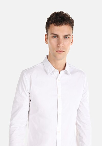 Image de Chemise À Manches Longues Blanc Super Slim Fit   Homme