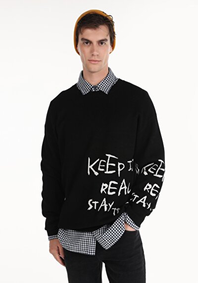 Image de Pull Noir Comfort Fit   Homme