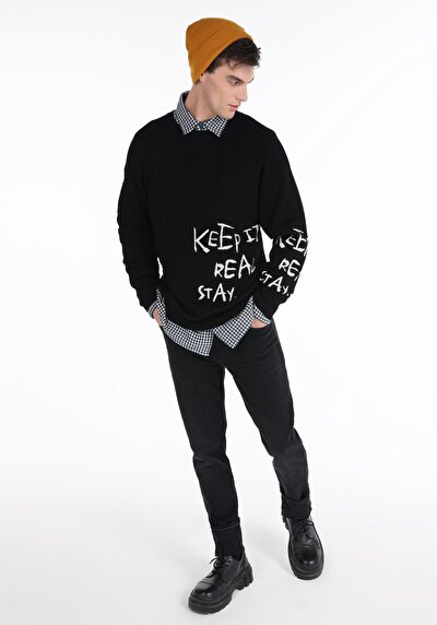 Image de Pull Noir Comfort Fit   Homme