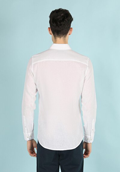 Image de Chemise À Manches Longues Blanc Slim Fit Homme