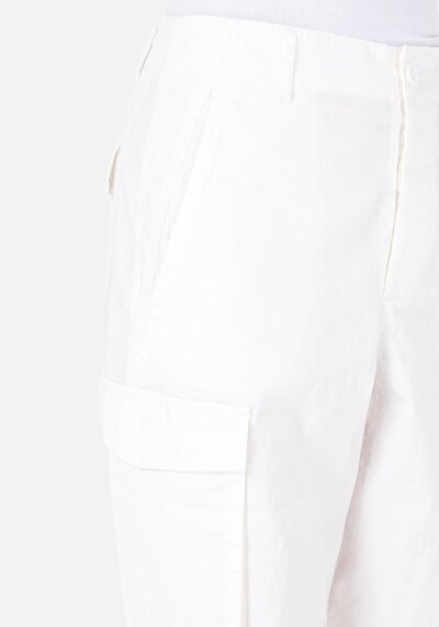 Afficher les détails de Pantalon Blanc Wide Leg High Rise En Uni Regular Fit Femme