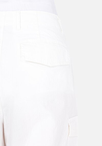 Afficher les détails de Pantalon Blanc Wide Leg High Rise En Uni Regular Fit Femme