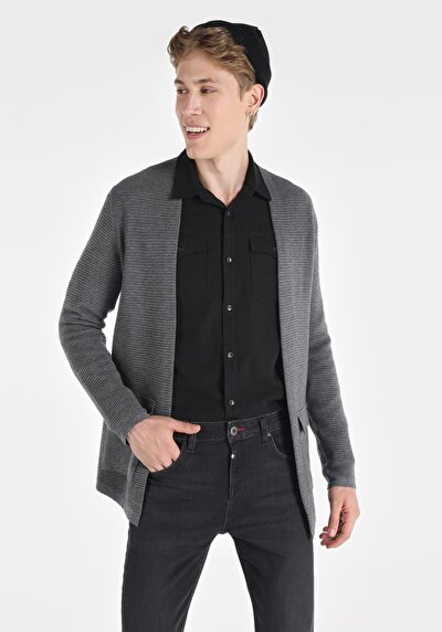 Image de Cardigan Tricot Gris Regular Fit Homme