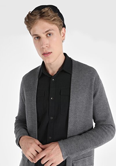 Image de Cardigan Tricot Gris Regular Fit Homme