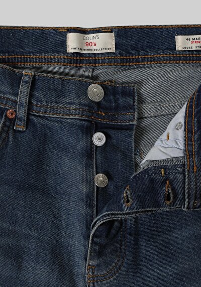 Afficher les détails de 046 Marco Pantalon Bleu Foncé   En  Loose Straight Fit Homme