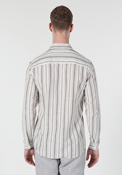 Image de Chemise À Manches Longues Beige Slim Fit   Homme