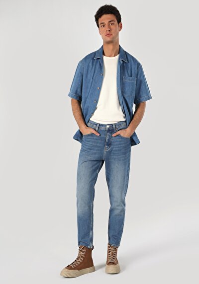 Image de 058 Otto Pantalon Bleu En Loose Tapered Fit Homme