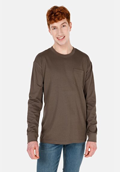 Image de T-shirt À Manches Longues Kaki Regular Fit  Homme