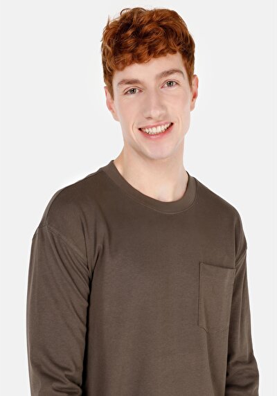 Image de T-shirt À Manches Longues Kaki Regular Fit  Homme