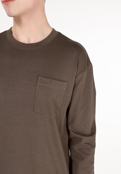 Image de T-shirt À Manches Longues Kaki Regular Fit  Homme
