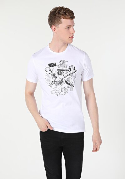 Image de T-shirt À Manches Courtes Blanc Regular Fit Homme