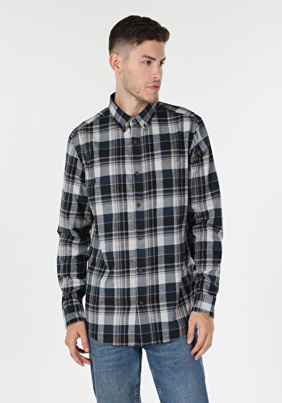 Image de Chemise À Manches Longues Marine    Homme