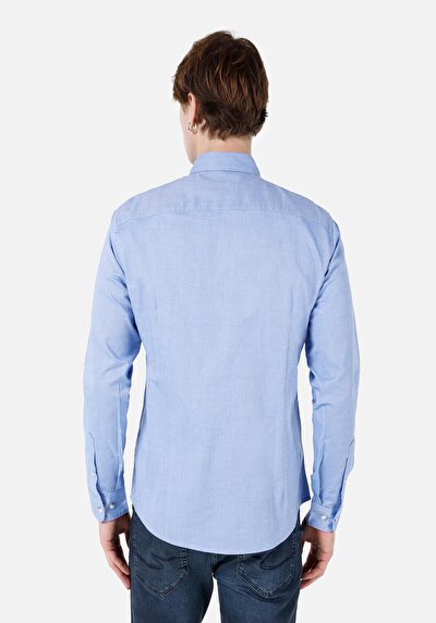 Image de Chemise À Manches Longues Bleu Slim Fit   Homme