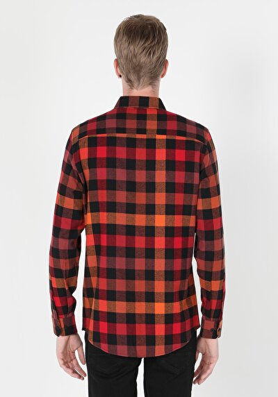 Image de Chemise À Manches Longues Rouge Regular Fit Homme