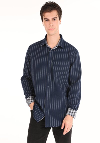Image de Chemise À Manches Longues Marine    Homme