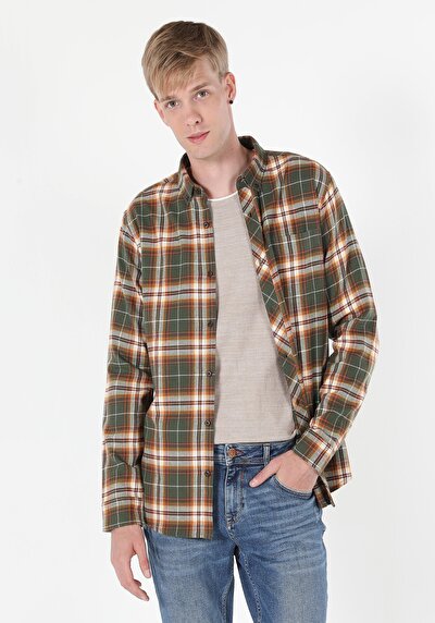 Image de Chemise À Manches Longues Kaki    Homme