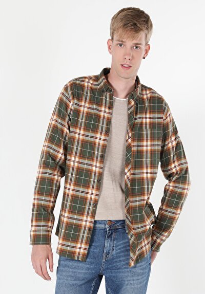 Image de Chemise À Manches Longues Kaki Homme