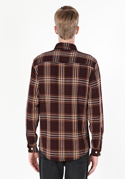 Image de Chemise À Manches Longues Bordeaux Regular Fit   Homme