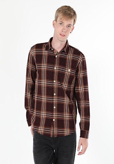 Image de Chemise À Manches Longues Bordeaux Regular Fit   Homme