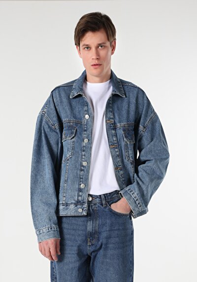 Afficher les détails de Veste De Blazer Bleu Oversize Fit   Homme