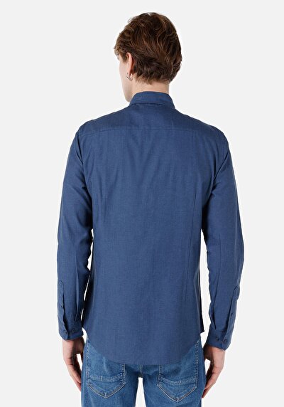 Image de Chemise À Manches Longues Marine Slim Fit Homme