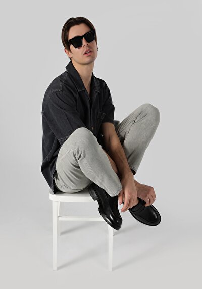Image de Chemise À Manches Courtes Gris Oversize Fit Homme