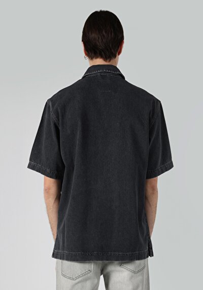 Image de Chemise À Manches Courtes Gris Oversize Fit Homme