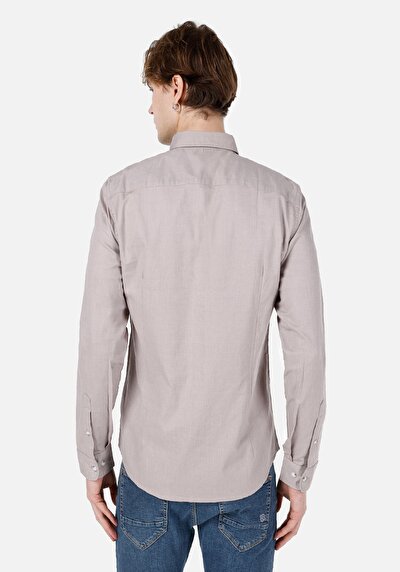 Image de Chemise À Manches Longues Beige Slim Fit   Homme