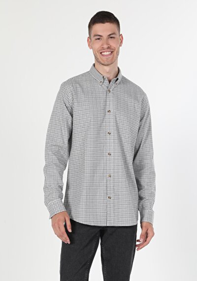 Image de Chemise À Manches Longues Gris Regular Fit   Homme